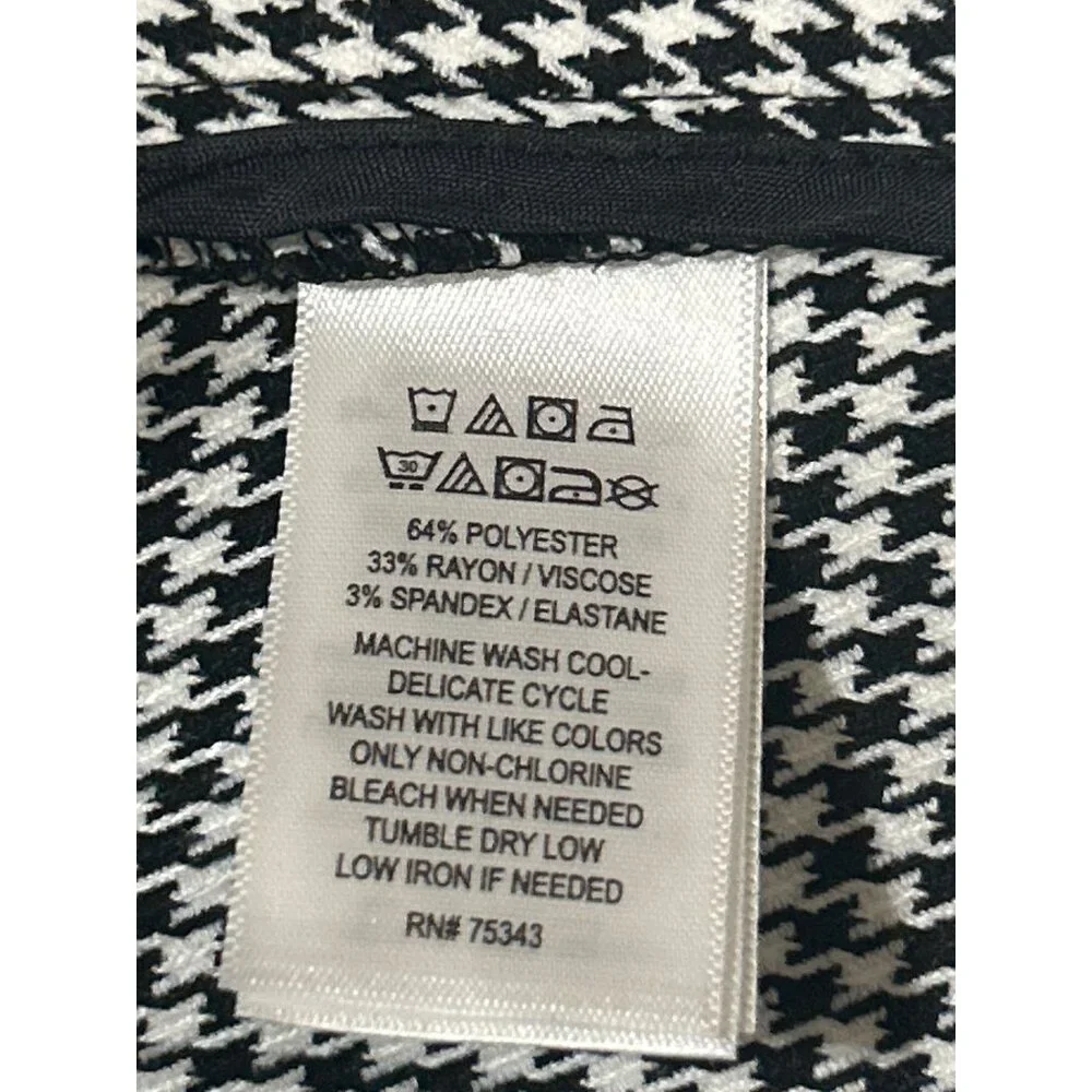Rachel Zoe Houndstooth Black & White Womens Open Front Blazer Jacket Size S - Picture 5 of 7